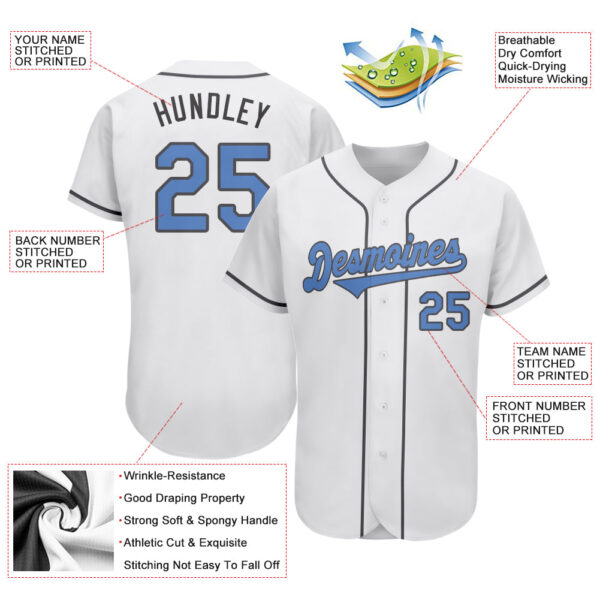 Custom White Light Blue-Steel Gray Authentic Father's Day Baseball Jersey