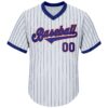 Custom White Royal Pinstripe Royal-Red Authentic Throwback Rib-Knit Baseball Jersey Shirt