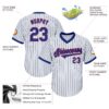 Custom White Royal Pinstripe Royal-Red Authentic Throwback Rib-Knit Baseball Jersey Shirt