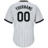Custom White Black Pinstripe Black-Gray Authentic Throwback Rib-Knit Baseball Jersey Shirt