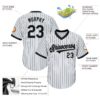Custom White Black Pinstripe Black-Gray Authentic Throwback Rib-Knit Baseball Jersey Shirt