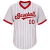 Custom White Red Pinstripe Red-White Authentic Throwback Rib-Knit Baseball Jersey Shirt