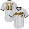 Custom White Brown Pinstripe Brown-Gold Authentic Throwback Rib-Knit Baseball Jersey Shirt
