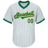 Custom White Kelly Green Pinstripe Kelly Green-Gold Authentic Throwback Rib-Knit Baseball Jersey Shirt