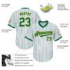 Custom White Kelly Green Pinstripe Kelly Green-Gold Authentic Throwback Rib-Knit Baseball Jersey Shirt
