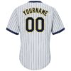 Custom White Navy Pinstripe Navy-Gold Authentic Throwback Rib-Knit Baseball Jersey Shirt