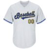 Custom White Old Gold-Royal Authentic Throwback Rib-Knit Baseball Jersey Shirt