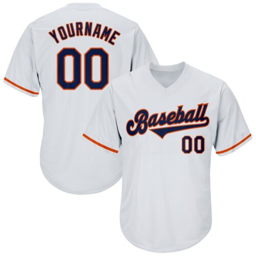 white_0261 Custom White Navy-Orange Authentic Throwback Rib-Knit Baseball Jersey Shirt