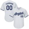 Custom White Navy Authentic Throwback Rib-Knit Baseball Jersey Shirt