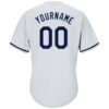 Custom White Navy Authentic Throwback Rib-Knit Baseball Jersey Shirt