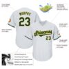 Custom White Green-Gold Authentic Throwback Rib-Knit Baseball Jersey Shirt