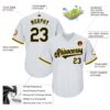 Custom White Black-Gold Authentic Throwback Rib-Knit Baseball Jersey Shirt