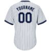 Custom White Navy Pinstripe Navy-Gray Authentic Throwback Rib-Knit Baseball Jersey Shirt