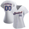 Custom White Royal Pinstripe Royal-Orange Authentic Baseball Jersey