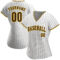 Custom White Brown Pinstripe Brown-Gold Authentic Baseball Jersey