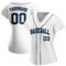 Custom White Navy-Teal Authentic Baseball Jersey