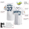 Custom White Navy-Teal Authentic Baseball Jersey