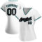 Custom White Black-Teal Authentic Baseball Jersey
