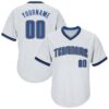 Custom White Blue-Black Authentic Throwback Rib-Knit Baseball Jersey Shirt
