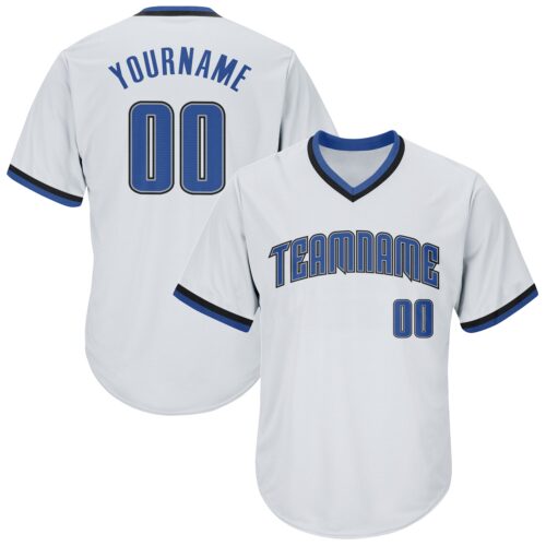 white_0383 Custom White Blue-Black Authentic Throwback Rib-Knit Baseball Jersey Shirt