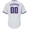 Custom White Purple-Gray Authentic Throwback Rib-Knit Baseball Jersey Shirt
