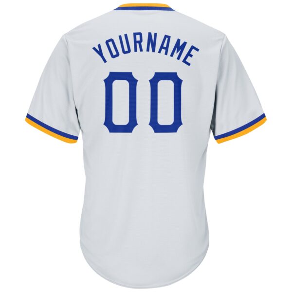 Custom White Royal-Gold Authentic Throwback Rib-Knit Baseball Jersey Shirt