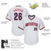 Custom White Navy-Red Authentic Throwback Rib-Knit Baseball Jersey Shirt