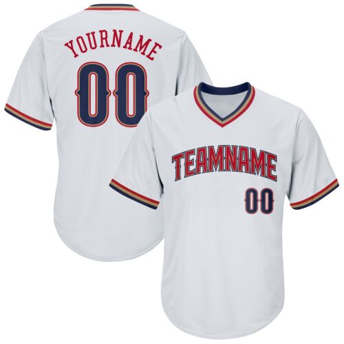 white_0393 Custom White Navy-Red Authentic Throwback Rib-Knit Baseball Jersey Shirt