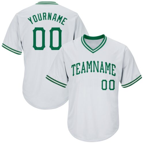 white_0404 Custom White Kelly Green Authentic Throwback Rib-Knit Baseball Jersey Shirt