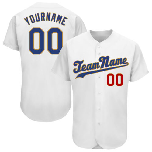 white_0420 Custom White Royal-Old Gold Authentic Baseball Jersey