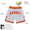 Custom White Red-Gold Authentic Throwback Basketball Shorts