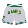 Custom White Kelly Green-Gold Authentic Throwback Basketball Shorts