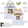Custom White Navy-Gold Authentic Throwback Basketball Jersey