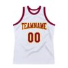 Custom White Maroon-Gold Authentic Throwback Basketball Jersey