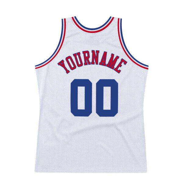 Custom White Royal-Red Authentic Throwback Basketball Jersey