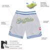 Custom White Light Blue-Gold Authentic Throwback Basketball Shorts