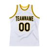 Custom White Black-Gold Authentic Throwback Basketball Jersey