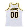 Custom White Black-Gold Authentic Throwback Basketball Jersey