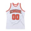 Custom White Orange-Gray Authentic Throwback Basketball Jersey