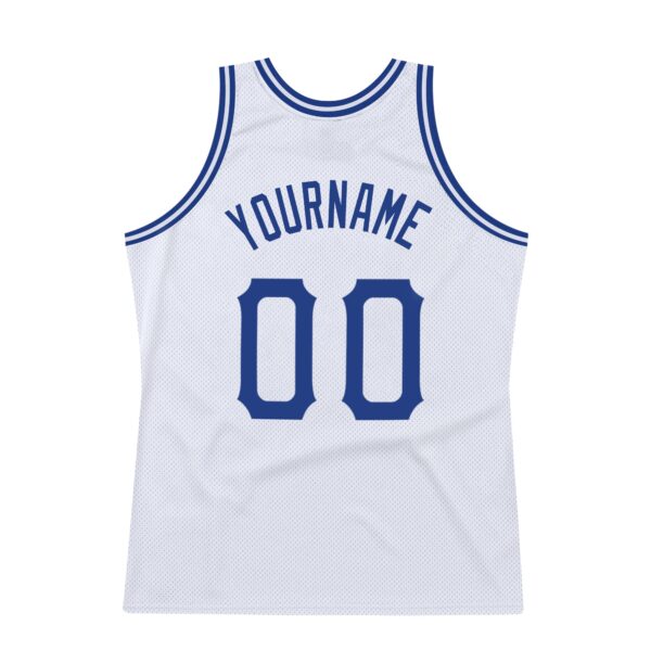 Custom White Royal-Red Authentic Throwback Basketball Jersey