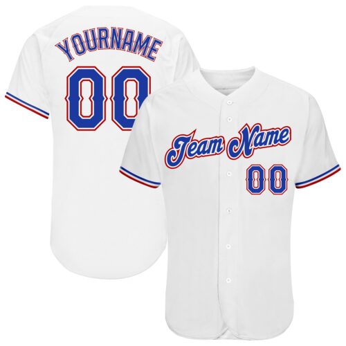 white_0489 Custom White Royal-Red Authentic Baseball Jersey