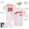 Custom White Red Pinstripe Red Authentic Baseball Jersey