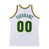 Custom White Hunter Green-Gold Authentic Throwback Basketball Jersey