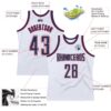 Custom White Navy-Red Authentic Throwback Basketball Jersey