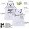 Custom White White-Black Authentic Throwback Basketball Jersey