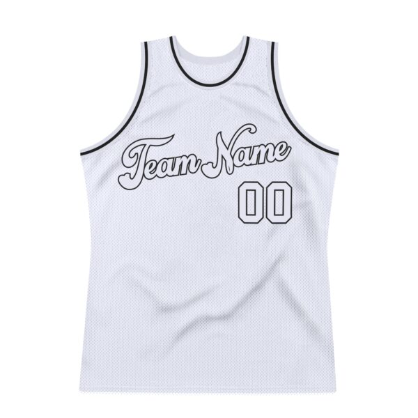 Custom White White-Black Authentic Throwback Basketball Jersey