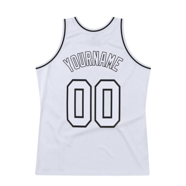 Custom White White-Black Authentic Throwback Basketball Jersey
