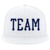 Custom White Navy Stitched Adjustable Snapback Hat