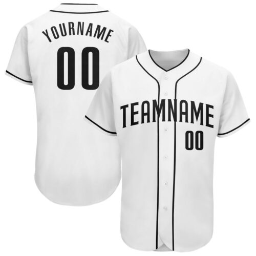 white_0514 Custom White Black Authentic Baseball Jersey