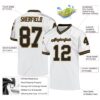 Custom White Black-Old Gold Mesh Authentic Throwback Football Jersey